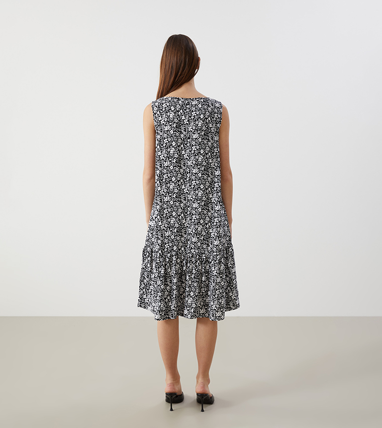 Floral Sleeveless Woven Tiered Dress