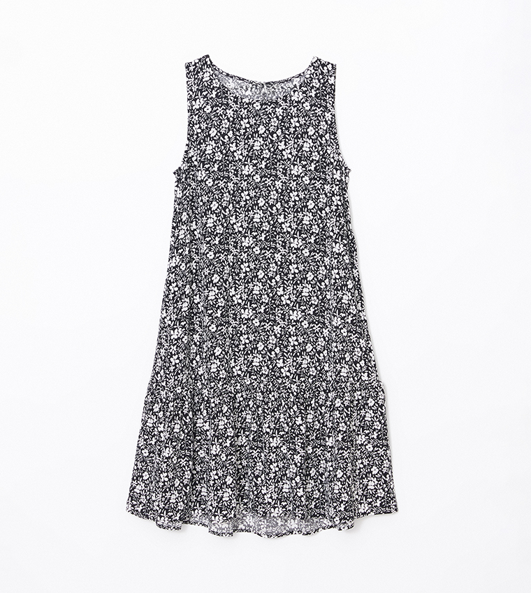 Floral Sleeveless Woven Tiered Dress