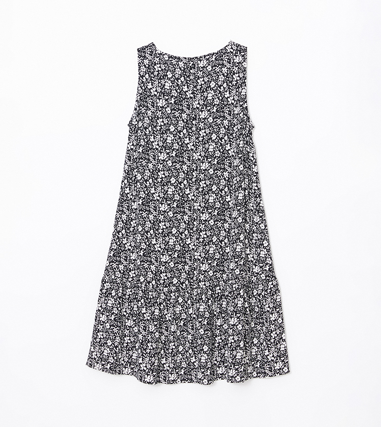 Floral Sleeveless Woven Tiered Dress