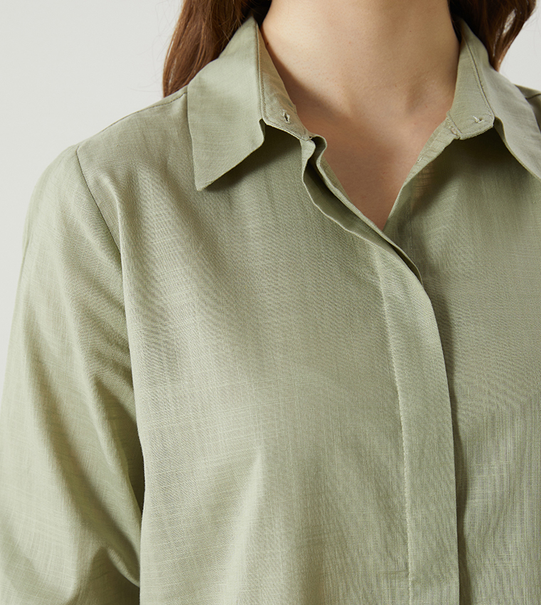 Concealed Placket Long Sleeves Shirt