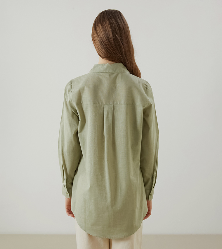 Concealed Placket Long Sleeves Shirt