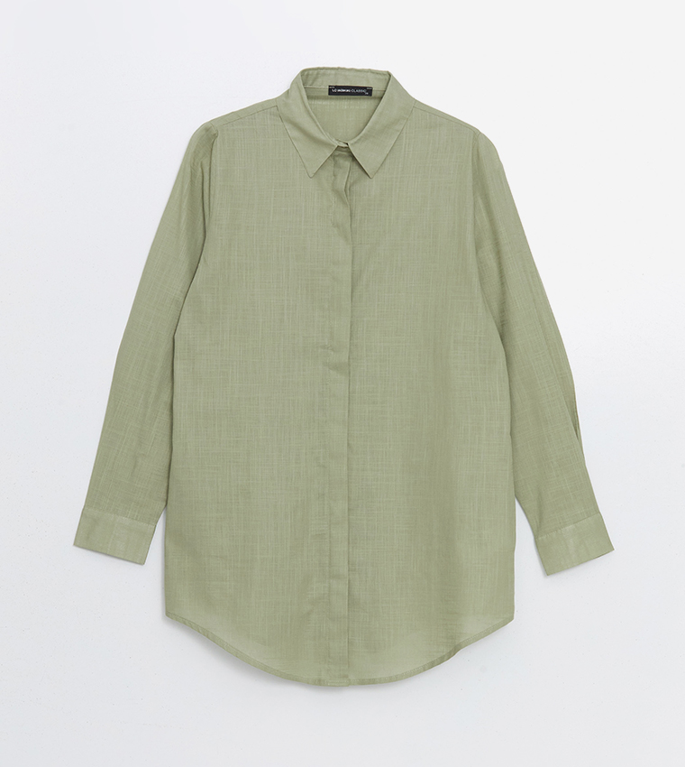 Concealed Placket Long Sleeves Shirt
