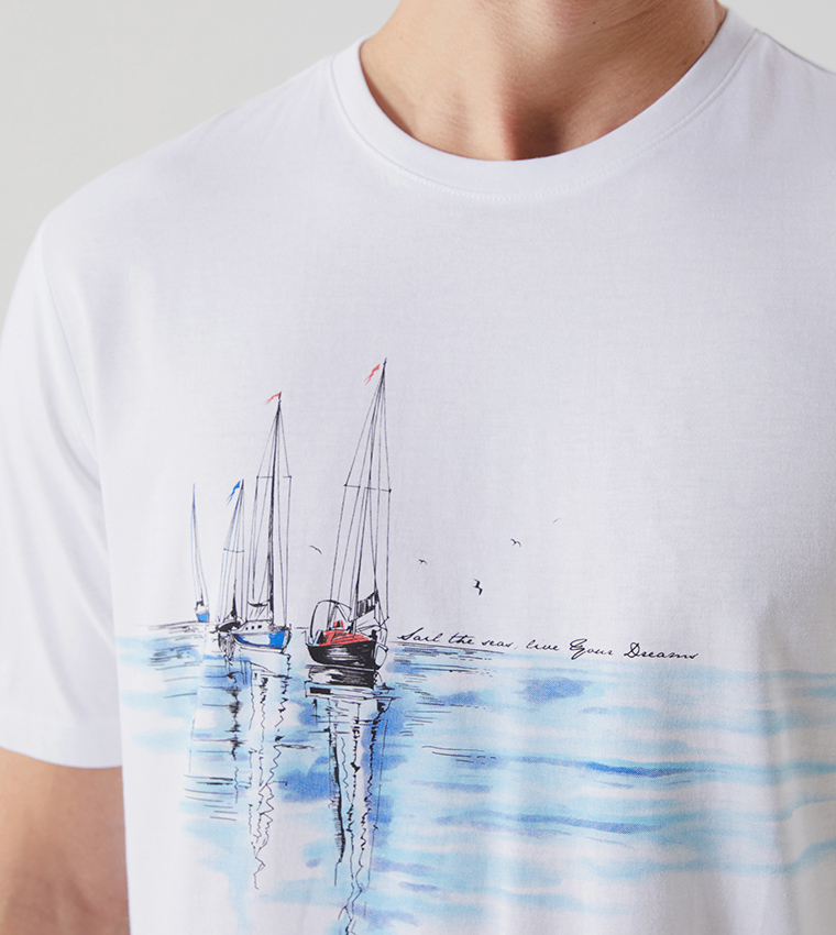 Printed Crew Neck Jersey T-Shirt
