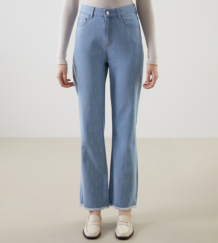Embellished Straight Fit Jeans