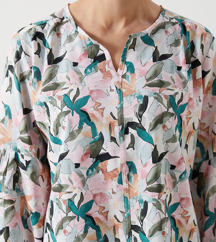 Floral Patterned Long Sleeves Top
