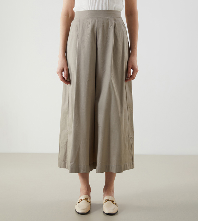Pleated Elastic Waist Midaxi Skirt