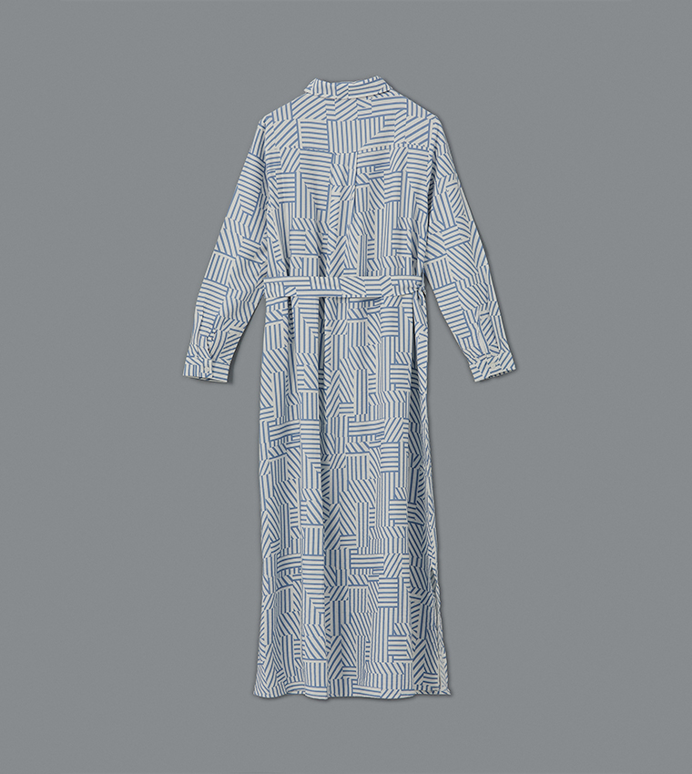 Patterned Long Sleeves Shirt Dress