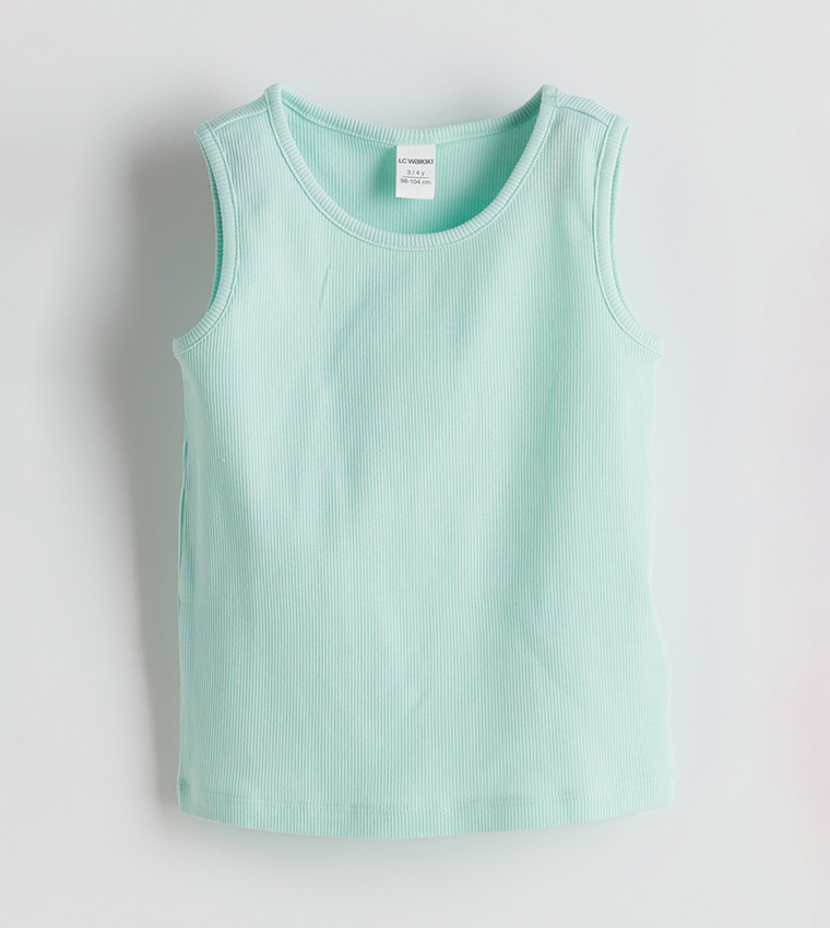 Ribbed Crew Neck Tank Top