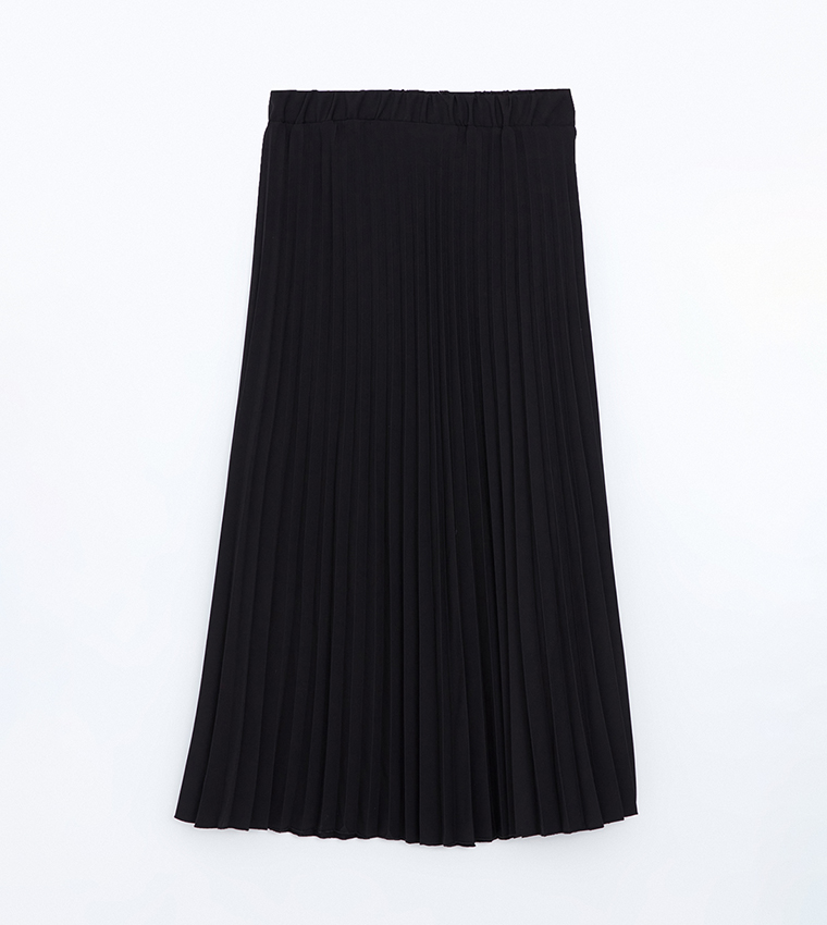 Articulated Wheel Pleated Midi Skirt