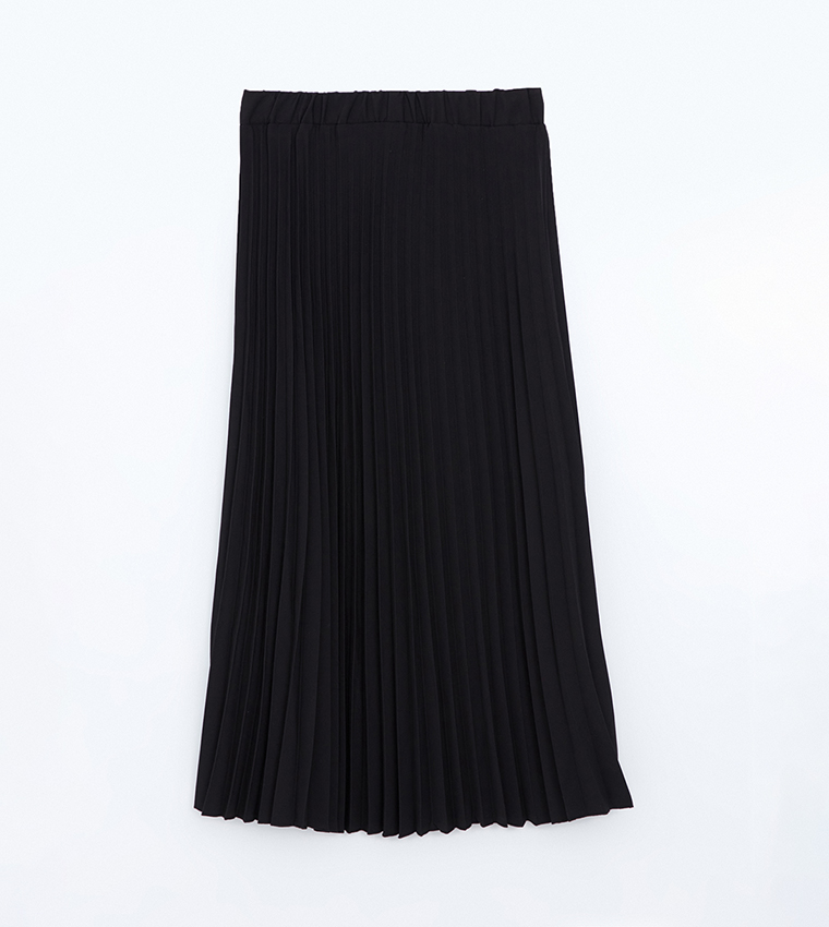 Articulated Wheel Pleated Midi Skirt