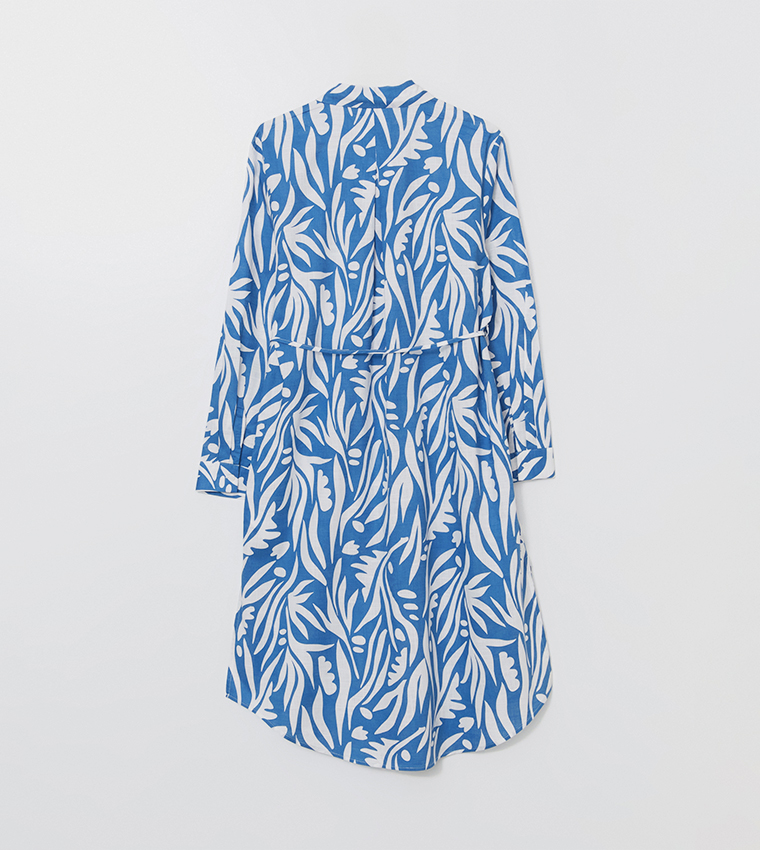 Printed Long Sleeves Shirt Tunic Dress