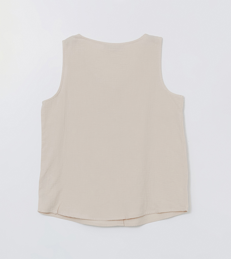 Textured V-Neck Muslin Top