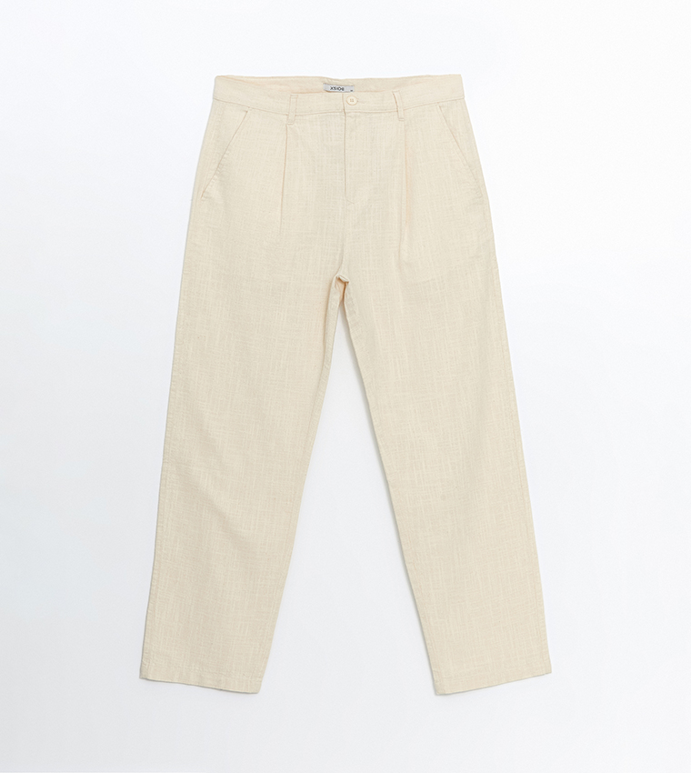 Linen Look Relaxed Fit Trousers