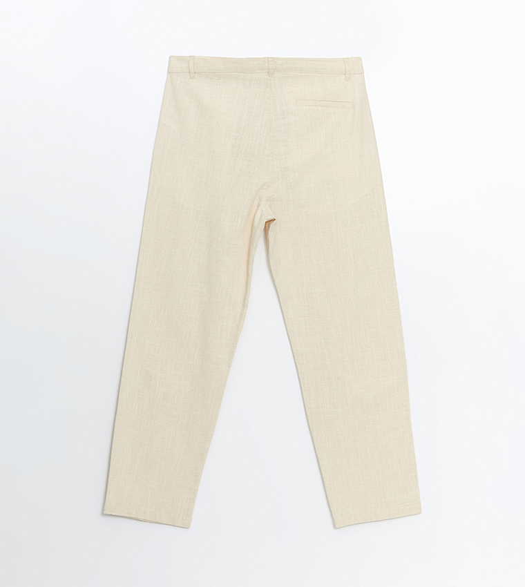 Linen Look Relaxed Fit Trousers