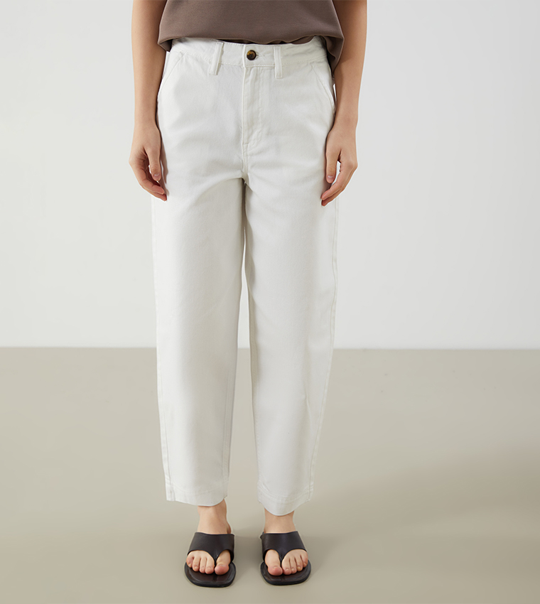 Washed High Waist Straight Fit Jeans