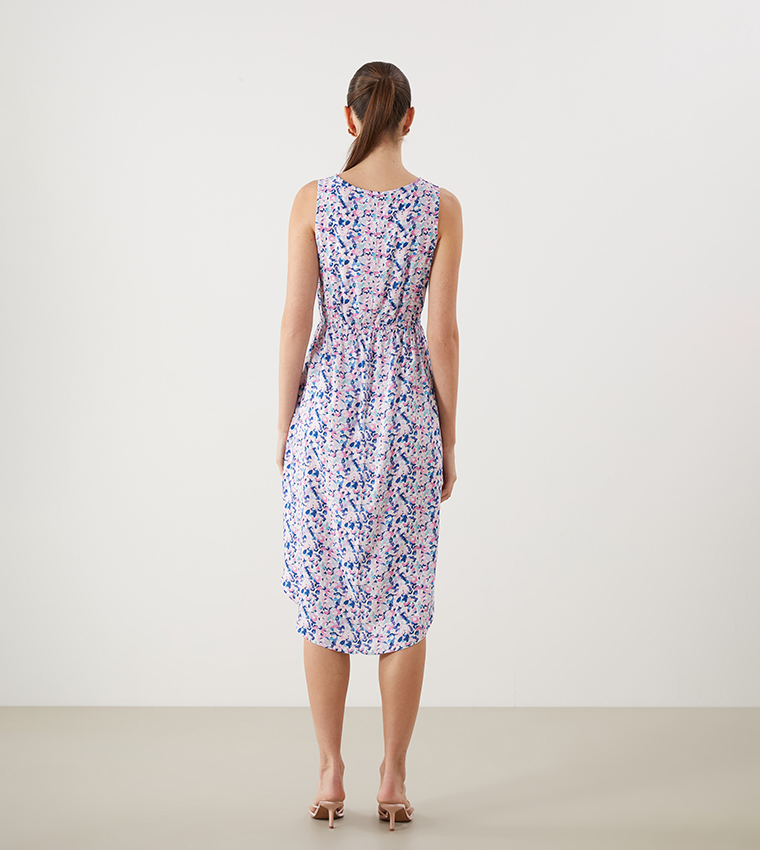 Patterned Sleeveless Midi Dress