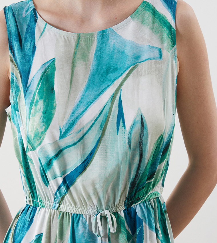 Patterned Sleeveless Midi Dress