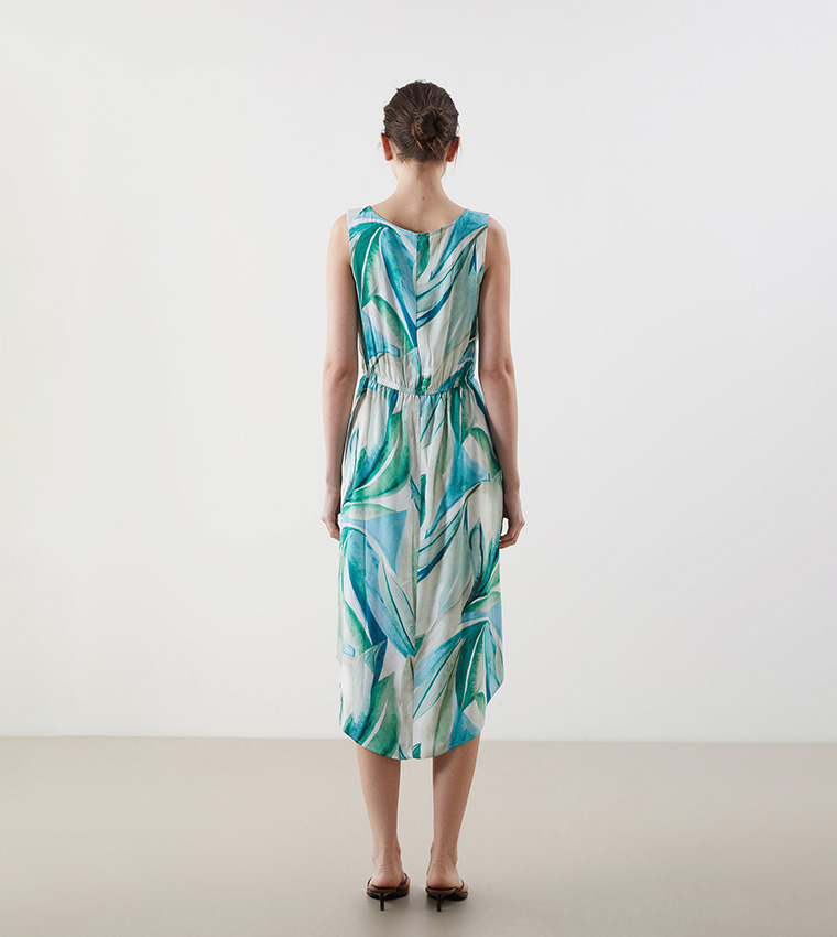 Patterned Sleeveless Midi Dress