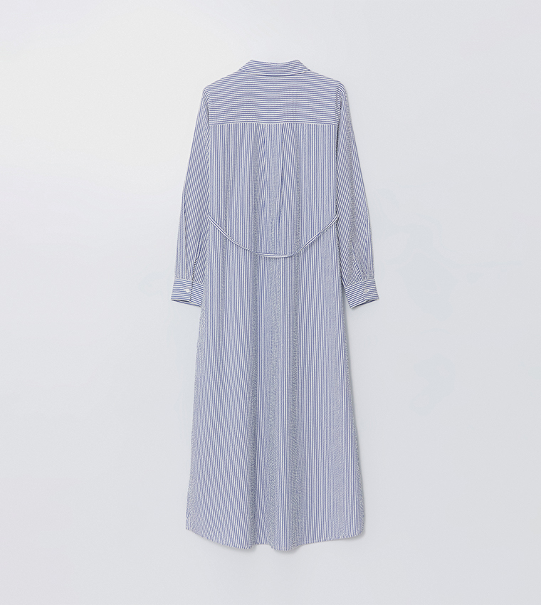 Striped Belted Shirt Dress