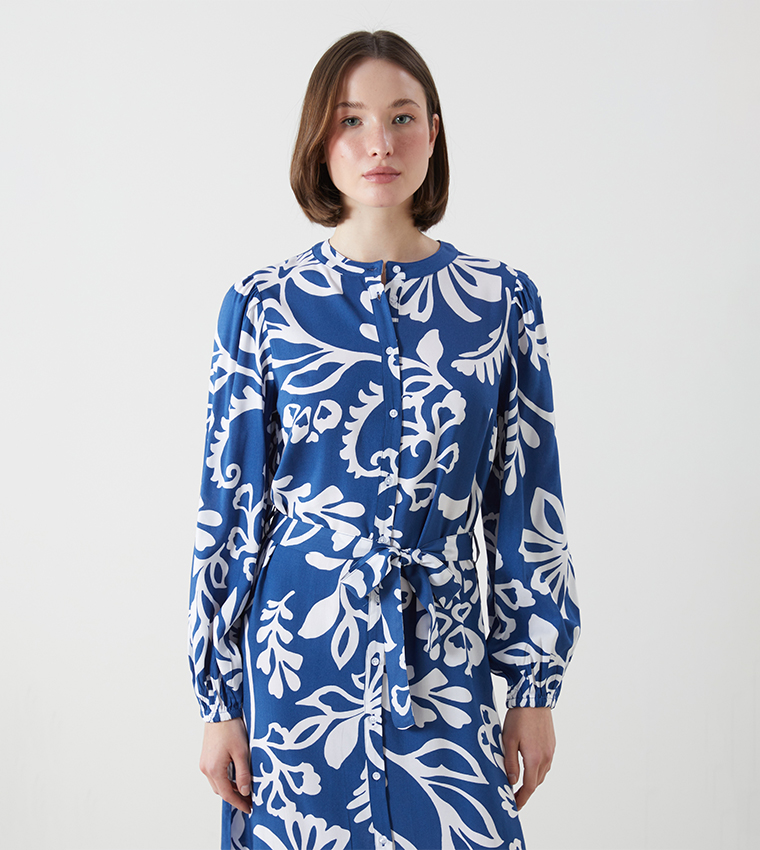 Printed Long Sleeves Maxi Dress