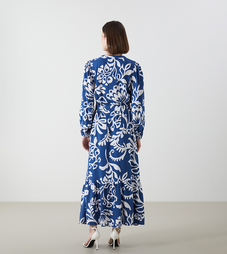 Printed Long Sleeves Maxi Dress