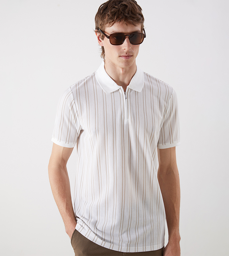 Striped Short Sleeves Polo T-Shirt