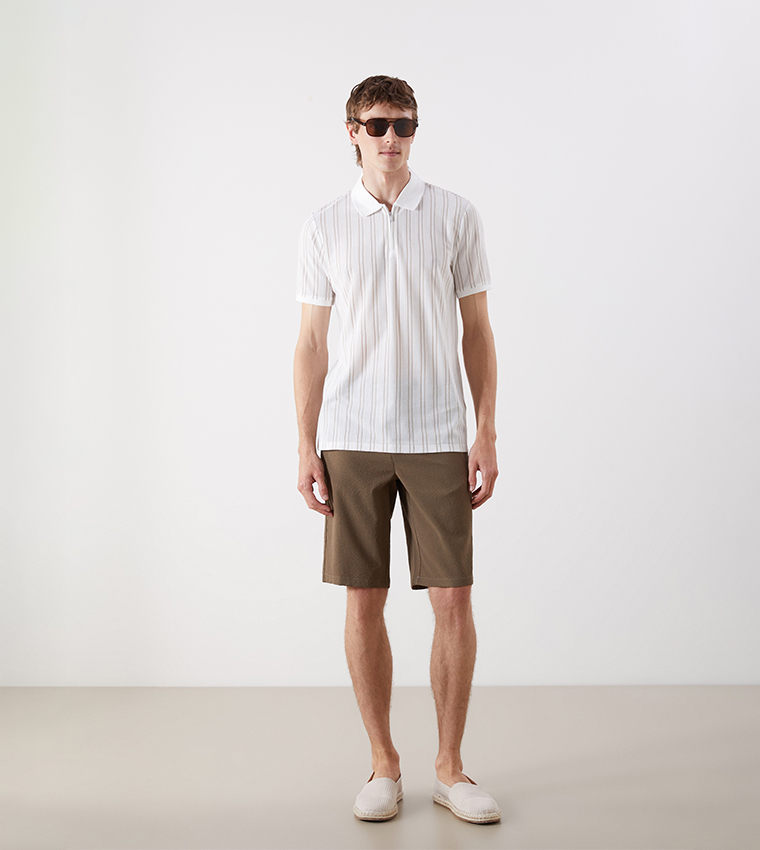 Striped Short Sleeves Polo T-Shirt