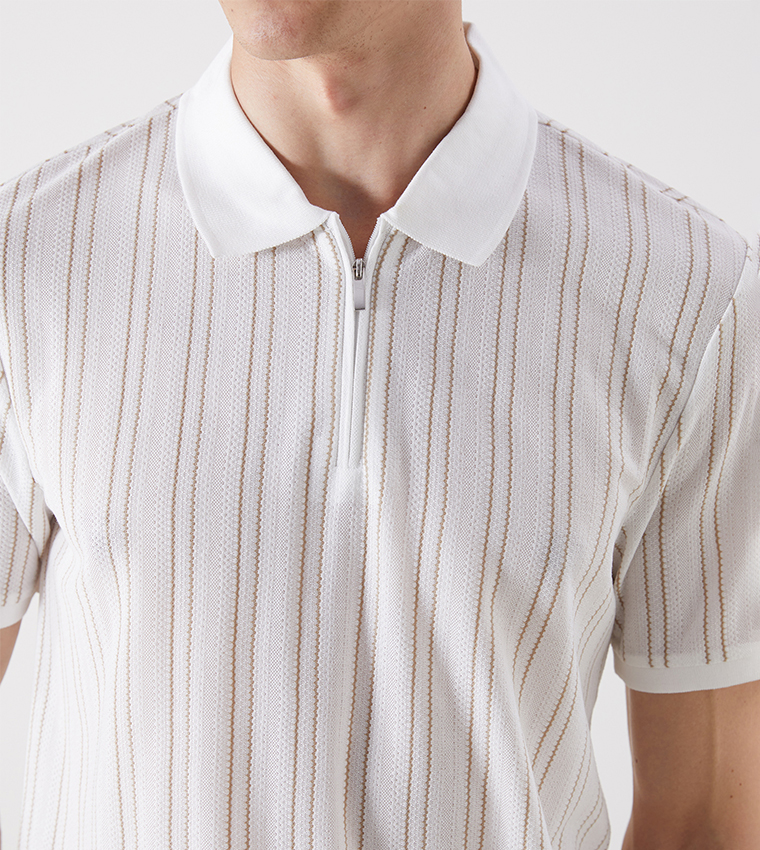 Striped Short Sleeves Polo T-Shirt