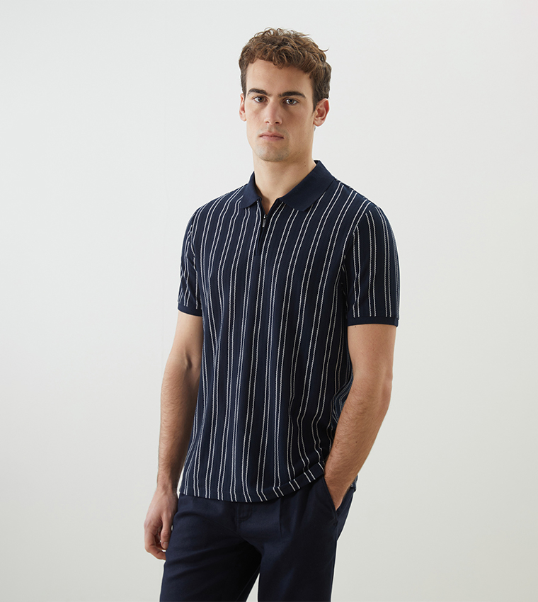 Striped Short Sleeves Polo T-Shirt