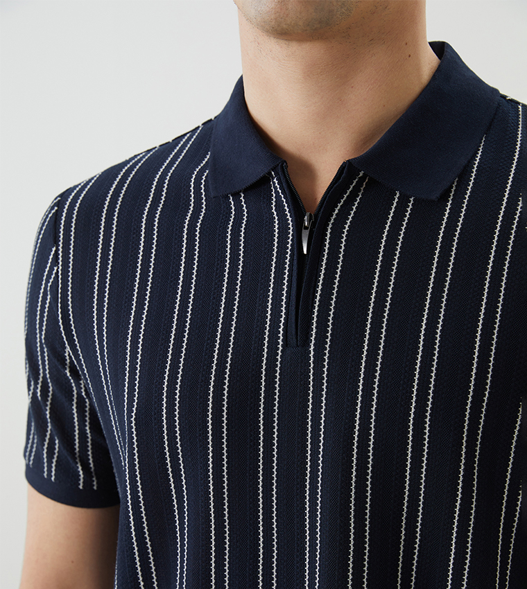 Striped Short Sleeves Polo T-Shirt
