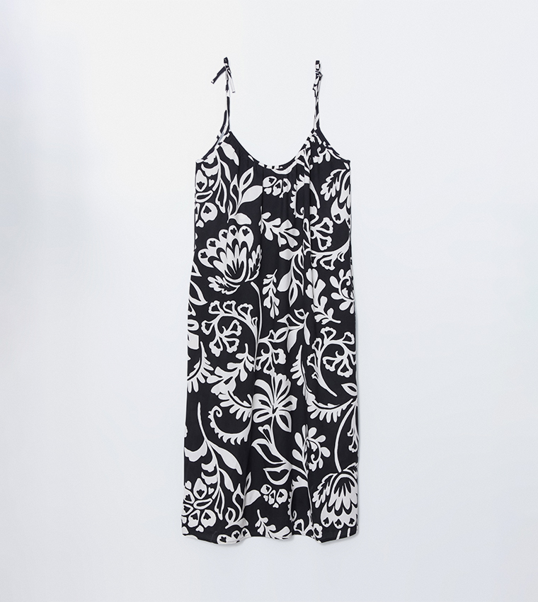 Printed Strappy Midi Dress