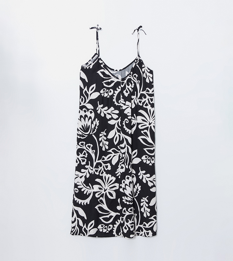 Printed Strappy Midi Dress