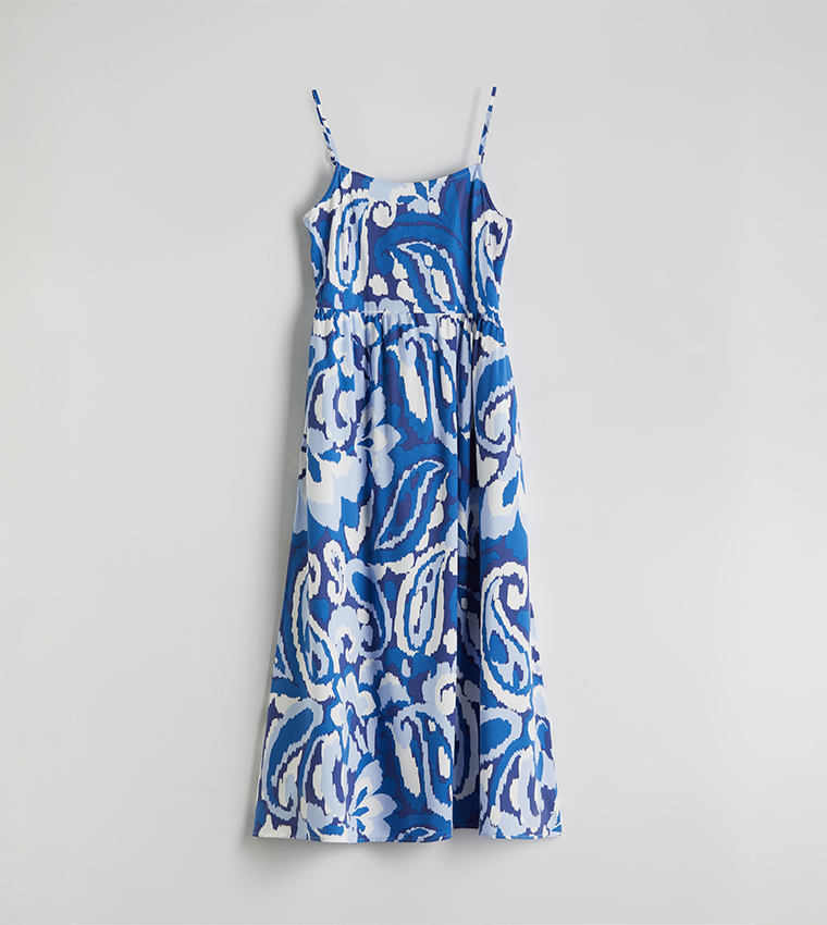 Printed Strappy Midi Dress