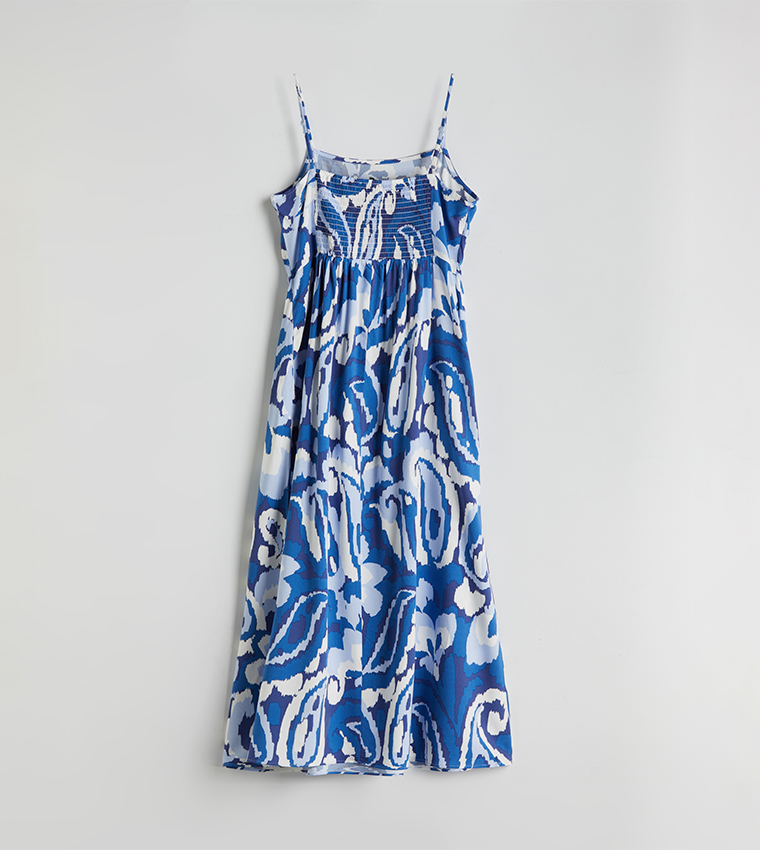 Printed Strappy Midi Dress