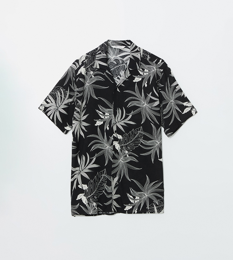 Patterned Viscose Regular Fit Short Sleeves Shirt