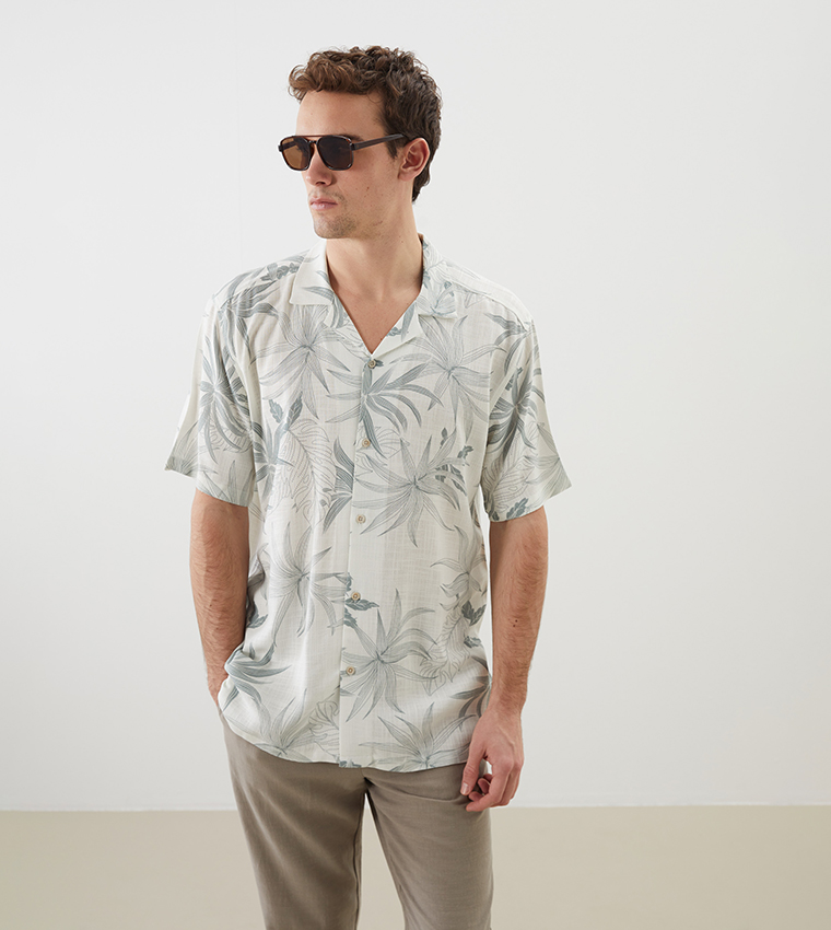 Printed Short Sleeves Viscose Shirt