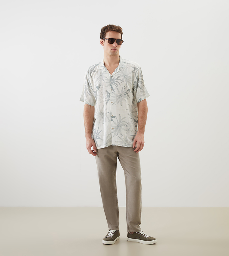 Printed Short Sleeves Viscose Shirt