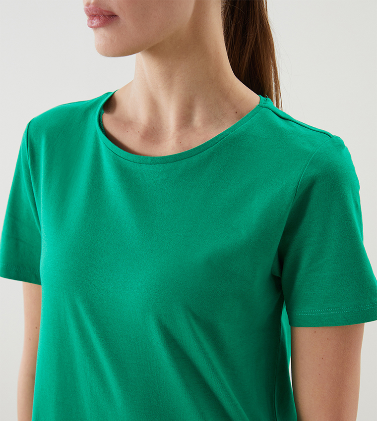 Solid Short Sleeves Peplum Dress