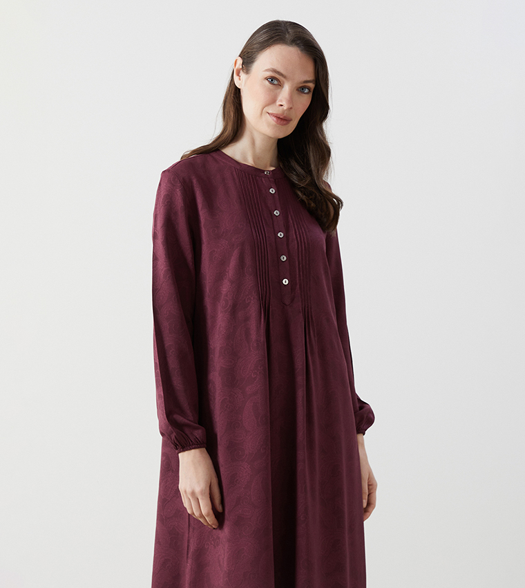 Patterned Long Sleeves Midi Dress