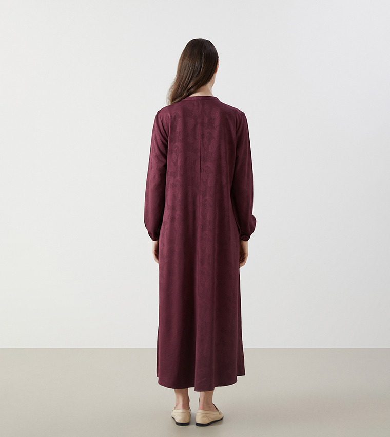 Patterned Long Sleeves Midi Dress