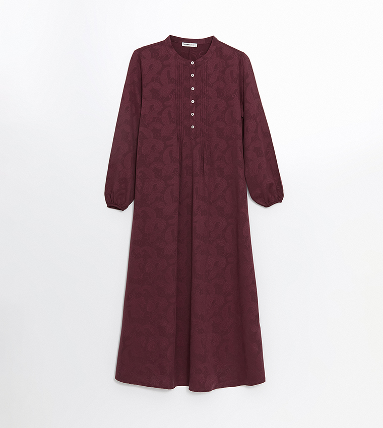 Patterned Long Sleeves Midi Dress