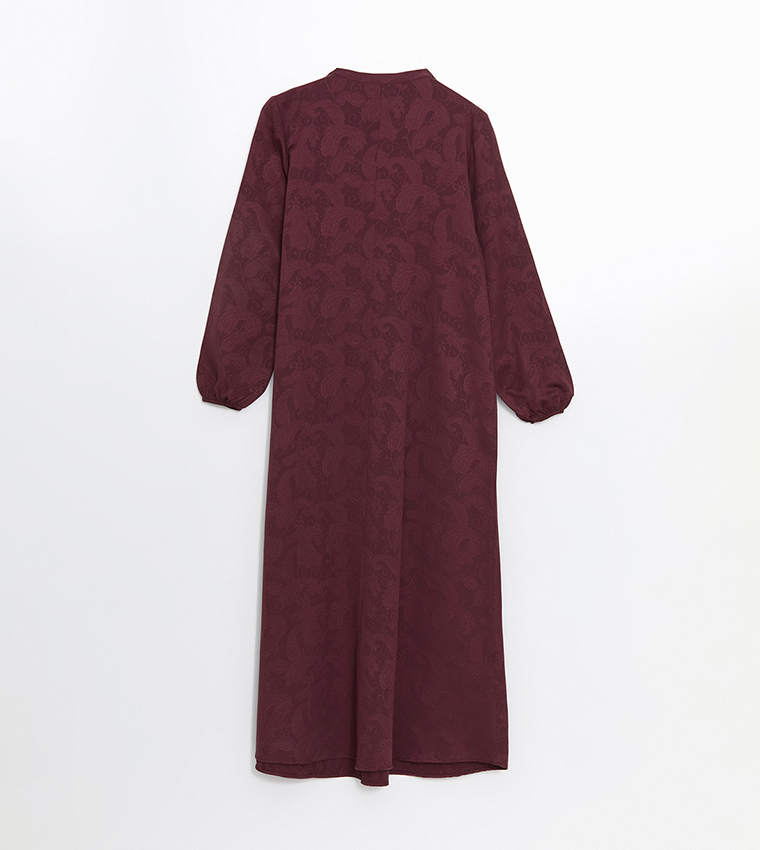 Patterned Long Sleeves Midi Dress