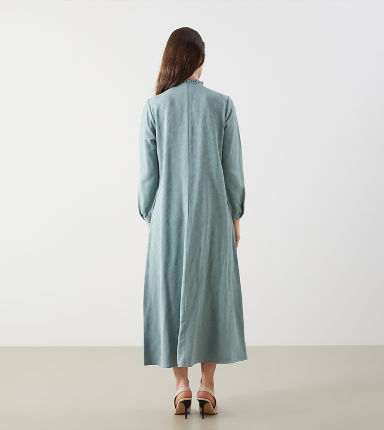 Jacquard Long Sleeves Maxi Dress