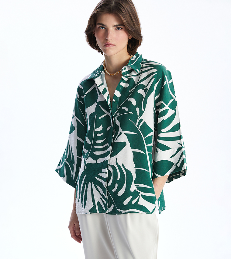 Patterned 3/4 Sleeves Shirt