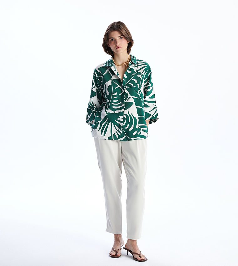 Patterned 3/4 Sleeves Shirt