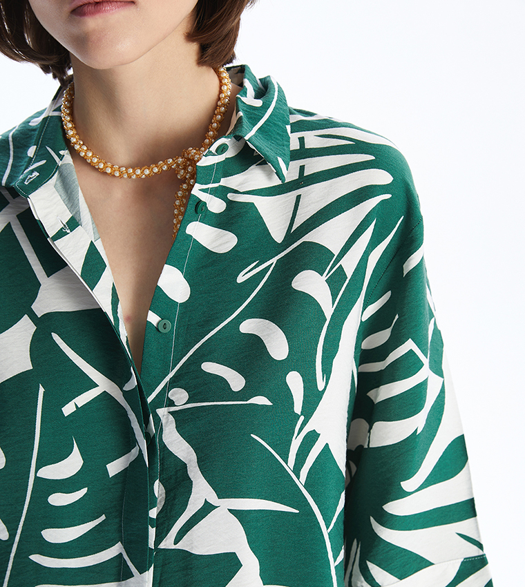 Patterned 3/4 Sleeves Shirt