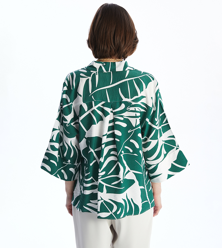 Patterned 3/4 Sleeves Shirt