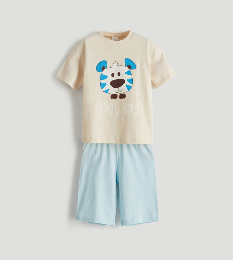Graphic Printed Shorty Pyjama Set