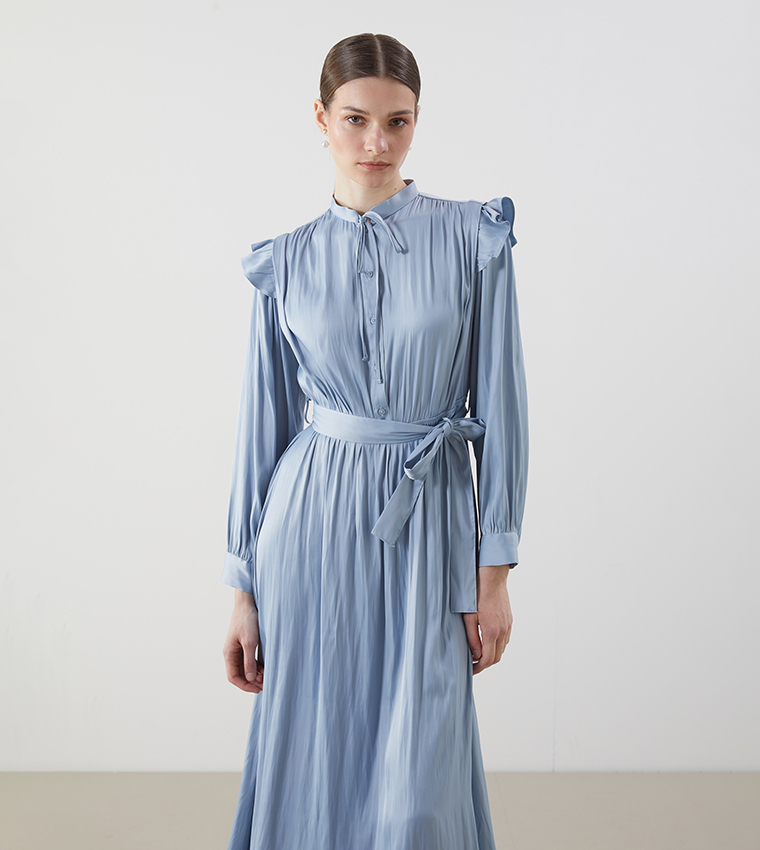 Ruched Long Sleeves Maxi Dress