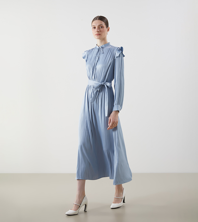 Ruched Long Sleeves Maxi Dress